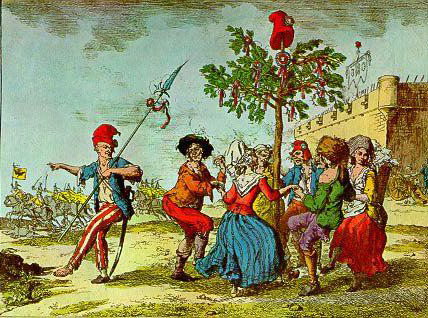 sans-culottes om vrijheidsboom